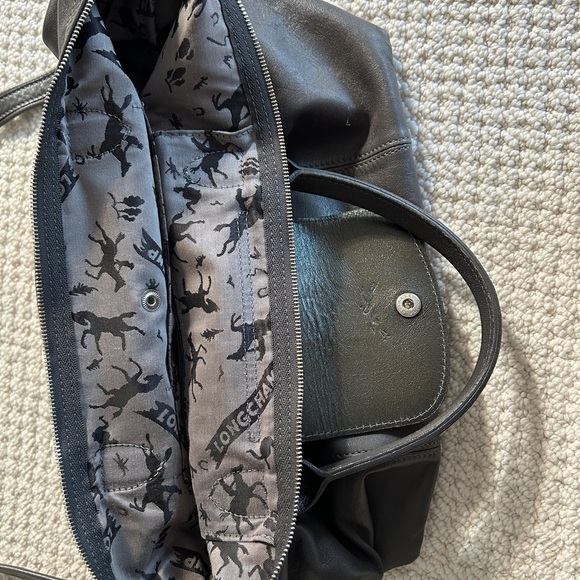 Longchamp Le Cuir Medium Leather Tote Gray - Picture 2 of 9